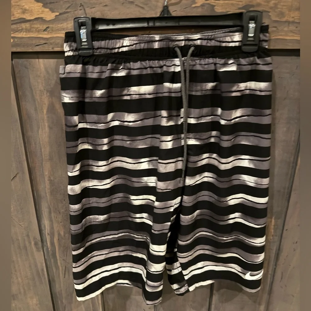 Nike volley swim trunks men’s Black and Gray Striped Shorts